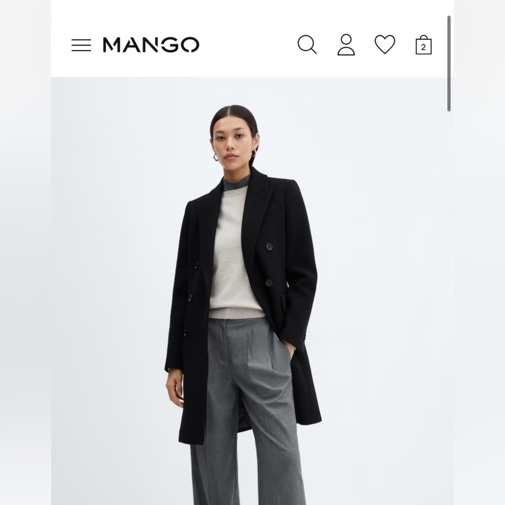Mango women’s double breasted wool coat